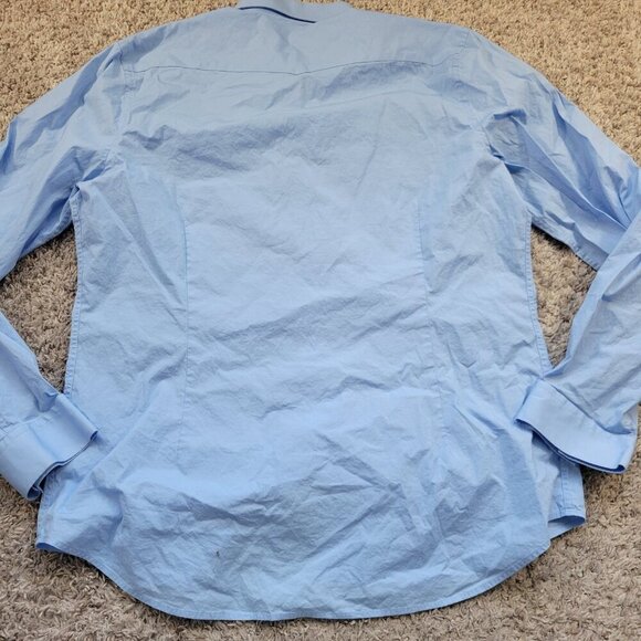 Lot of 2 Express Pearl Shirt Mens XL Blue Fitted Long Sleeve Button Up - Picture 8 of 9
